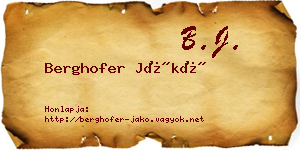 Berghofer Jákó névjegykártya